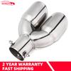 63mm Double Outlet Stainless Steel Chrome Car Muffler Exhaust Pipe Tip End Trim Modified Tail Throat Car Liner Pipe Silver Tools