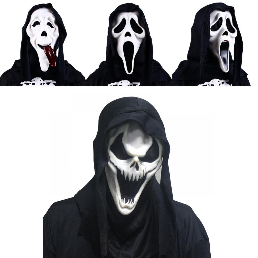 Set Costume Viso da Fantasma per Adulti per Festa di Halloween Materiale di Qualità e Design Unico!
