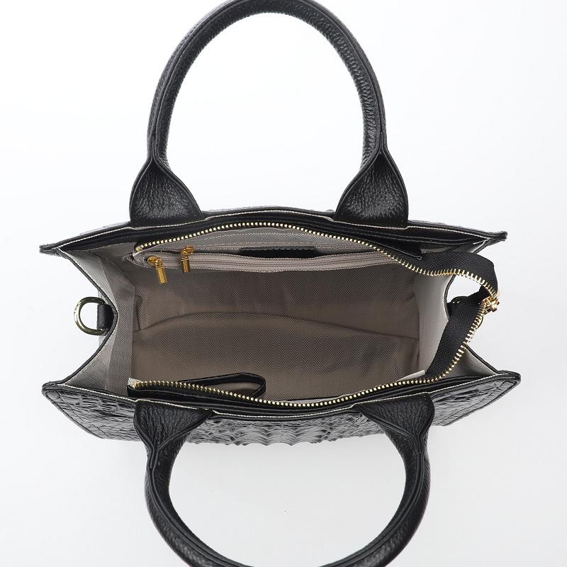 Middle Aged Women's Bag, Mother's Bag, New Top Layer Cowhide Crocodile Pattern Handbag, Women's Genuine Leather Single Shoulder Crossbody Bag