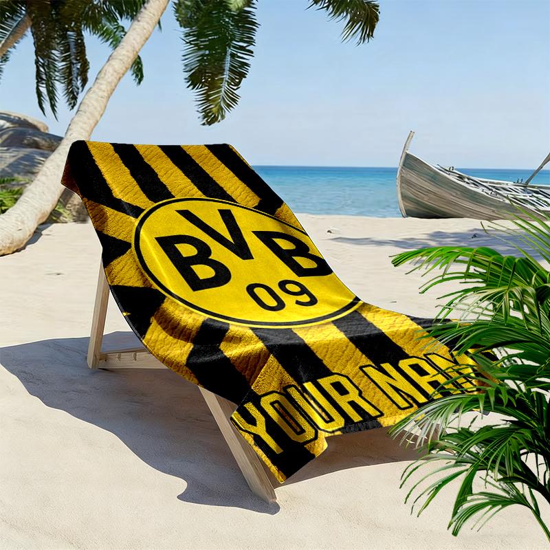 Personalisierter Borussia Dortmund Druck Strandtuch, Großes Weiches Schnelltrocknendes Handtuch für Strand Camping Schwimmen