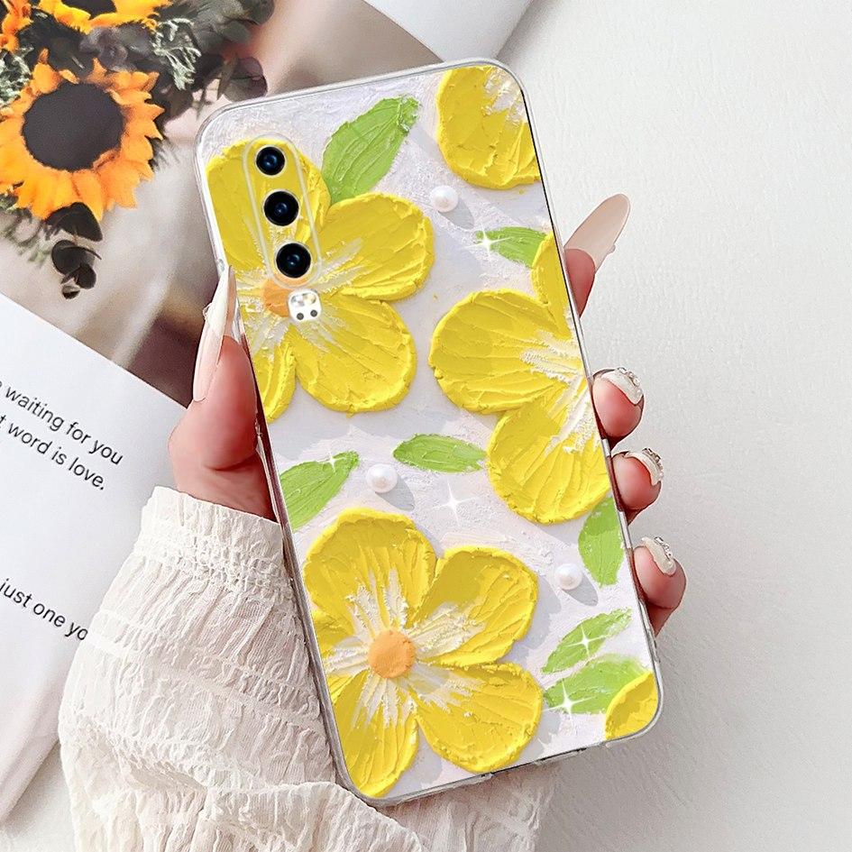 For Huawei P30 Case P30 Pro Cover ELE-L29 ELE-L04 VOG-L29 VOG-L09 Fashion Flower Soft Silicone Bumper For HuaweiP30 P30Pro Coque