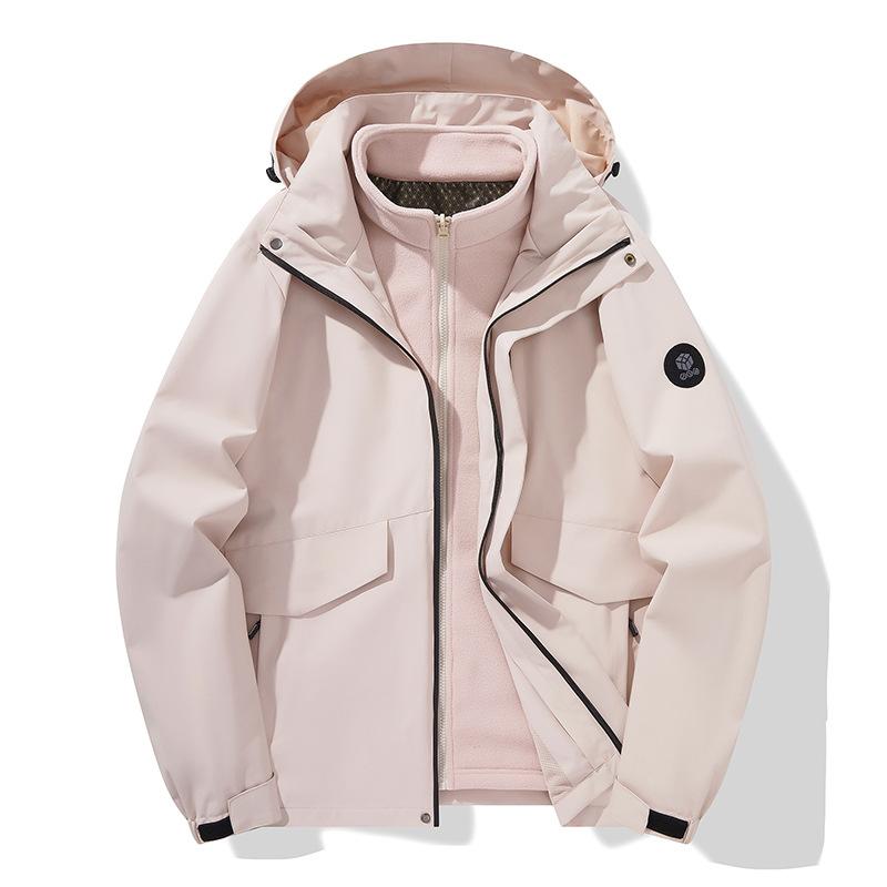 Autumn and Winter Three-in-one Outdoor Jacket, Silver Fox Velvet Waterproof, Windproof and Stain-proof Jacket, Couple Style Outdoor