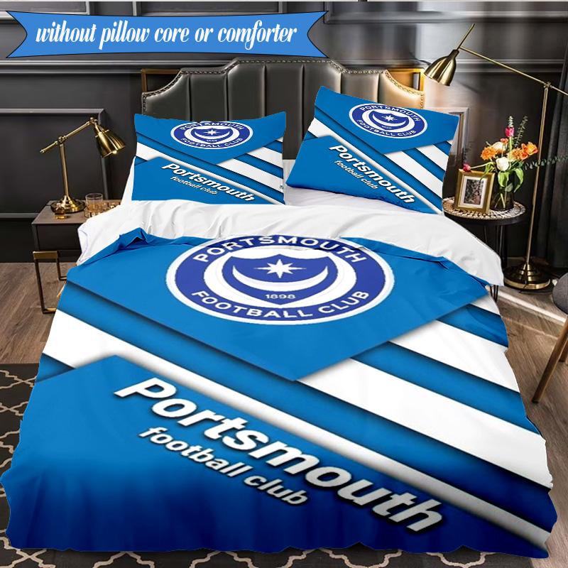 3PCS Ports Fc Crest Printed Soft Bedding Set,Including 1pc Duvet Cover And 2pcs Pillowcases Perfect for Bedroom, Dormitory, Fan Gift