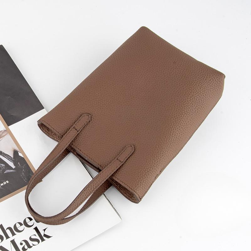 Damen Klassische und Schlichte Vollnarbenleder Vielseitige Einzel-Schultertasche, Leichte Umhänge-Handytasche