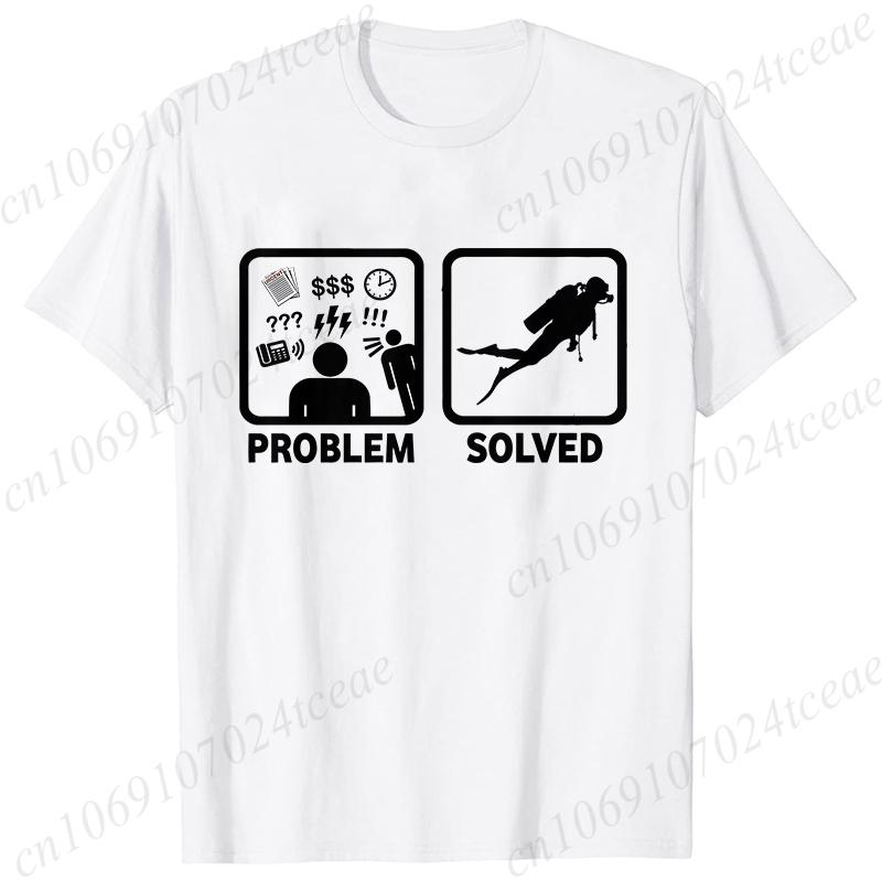 Funny Problem Solved Diving Graphic T-shirt Women Summer Clothes T Shirt Short Sleeve Solved Diving Graphic Shirt Clothing