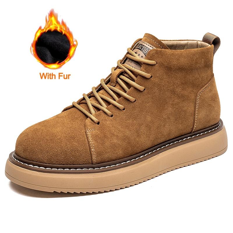 

Fashion British Style Men New Genuine Leather Boots Casual Antiskid Outdoor Oxfords Shoes Vintage Classcis Round Toe Boots Lace-up Boots 38