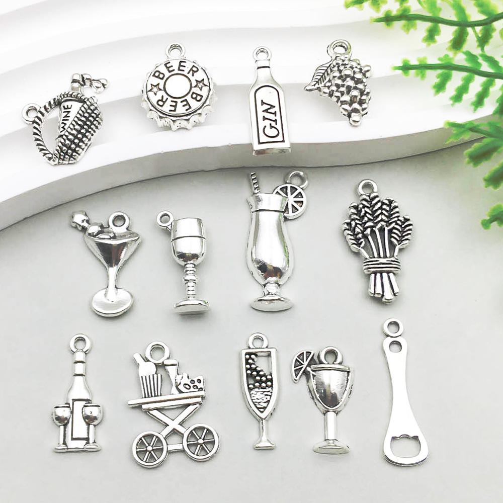 

Antique Silver Alloy Wine Glass Charm Pendant - Wine Red Series Jewelry Accessory