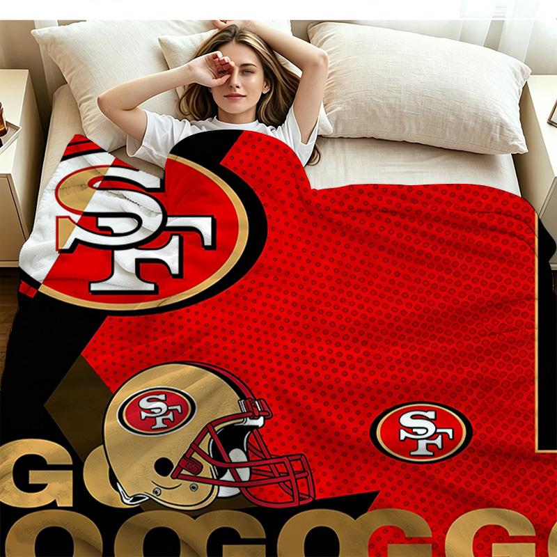 San Francisco 49ers Flanelldecke Hochwertig Warm Bequem Decke für Alle Jahreszeiten Perfekt für Geschenke Heimdekoration