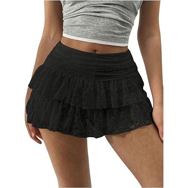 

Lace Lace High Waisted Cake Skirt Lace Ruffled High Waist Cake Skirt black S