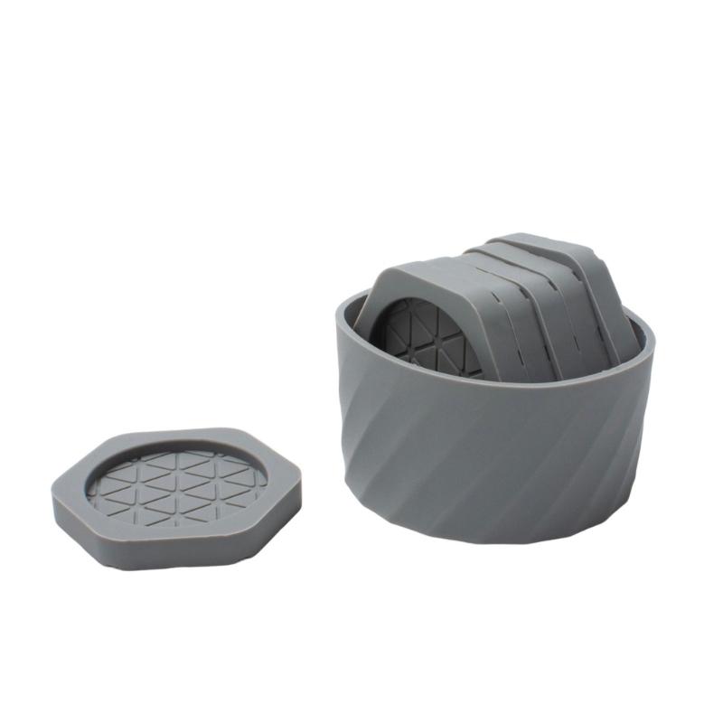 Reusable Heat Resistant Coaster Hexagonal Shape Antislip Design Drink Cup Mats Includes Compacts Holder For Kitchen Desk