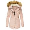 Women's Winter Warm Fur Collar Zipper Long Sleeve Slim Fit Hooded Jacket
