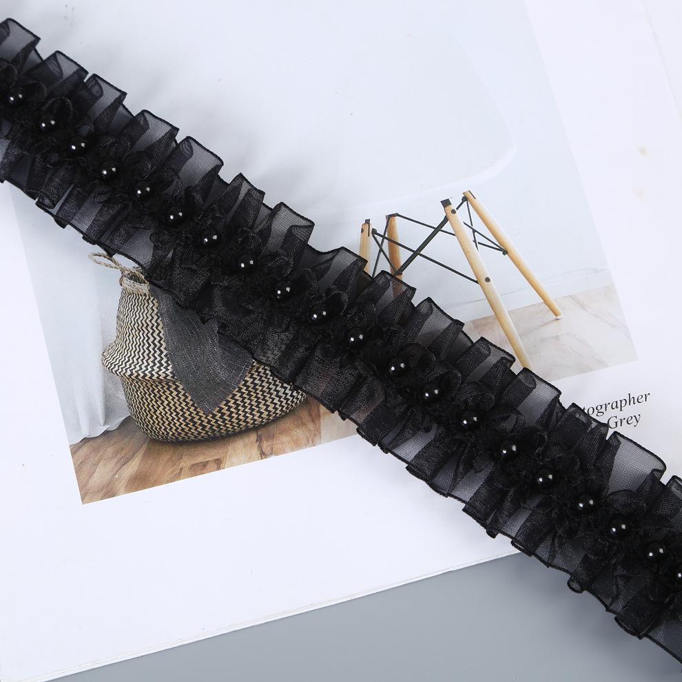 4cm Beaded Rough-Edge Gauze Lace Chiffon Trim for DIY Neckline, Skirt Hem, and Doll Clothes.