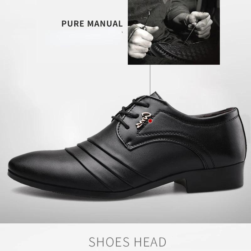 Fashion Luxury Men's Leather Shoes Business Mens Dress Shoes Wedding Dress Loafers Pointy Black Shoes Oxford Breathable Formal Shoes 50