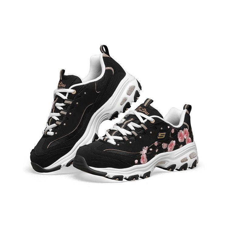 Skechers DLites 1.0 Látka Kůže Sportovní Ležérní Nízké Lifestyle Boty Dámské tenisky Černá 149239-BKPK