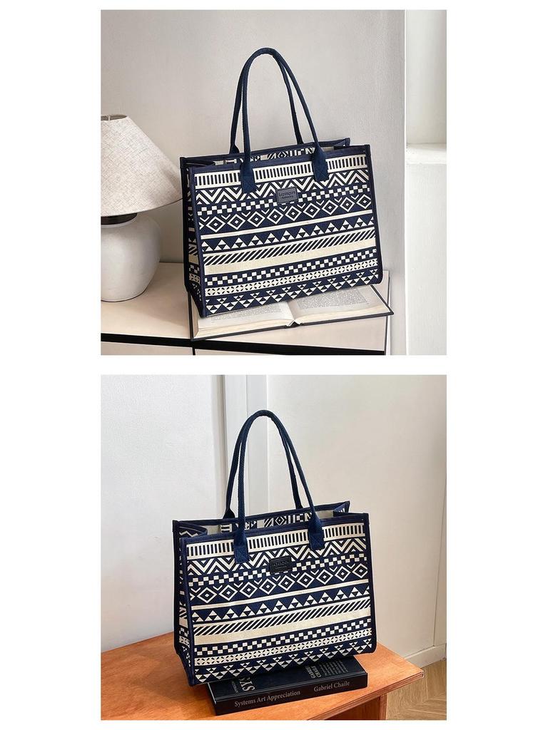 Canvas-Tasche im Ethno-Stil: Handtasche mit großem Fassungsvermögen für Damen