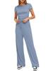2026 European & American Women's Two-Piece Casual Set: Ruffled Short-Sleeve Top & Wide-Leg Pants