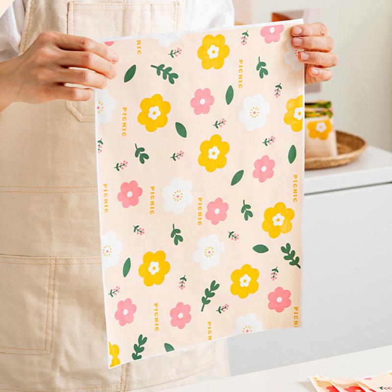 50 Stück Sandwich-Verpackungspapier, lebensmittelecht, ölbeständig, natürliche Farbe, Essenstablett-Pad-Papier