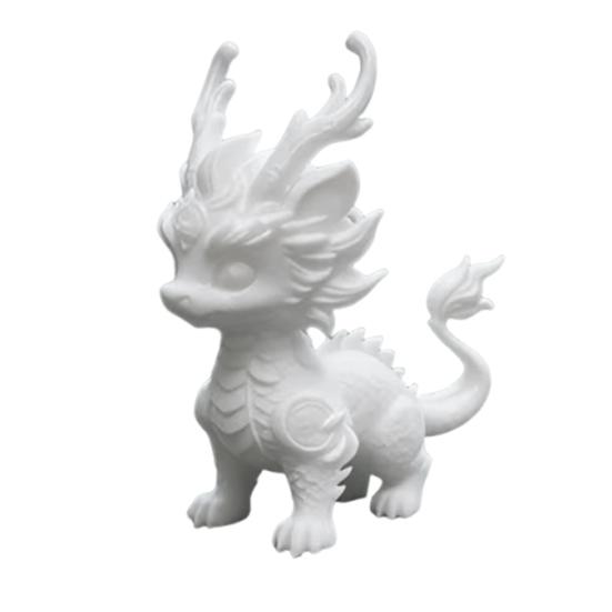 jijijing 3D Printed Qilin Statue, Traditional Chinese Mythical Beast Figurine, Auspicious Wealth And Blessings Figurine for Desk, Feng Shui Ornament белый