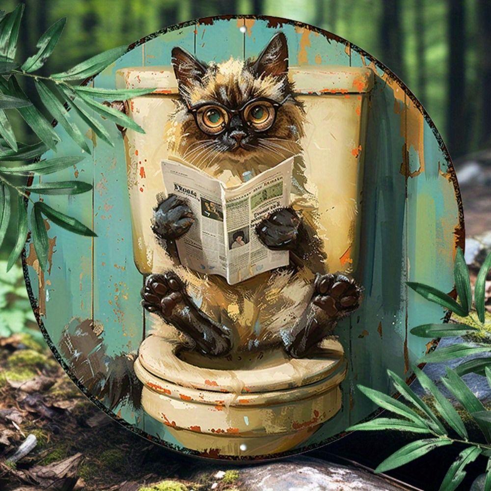 Metal Cat Wall Decor Tin Sign Gift For Friend 15x30cm Vintage Home Art