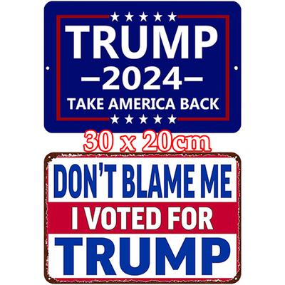 Placa de Metal Vintage Trump 2025 Retangular Pintura em Ferro Parede Decoração de Casa 30x20cm