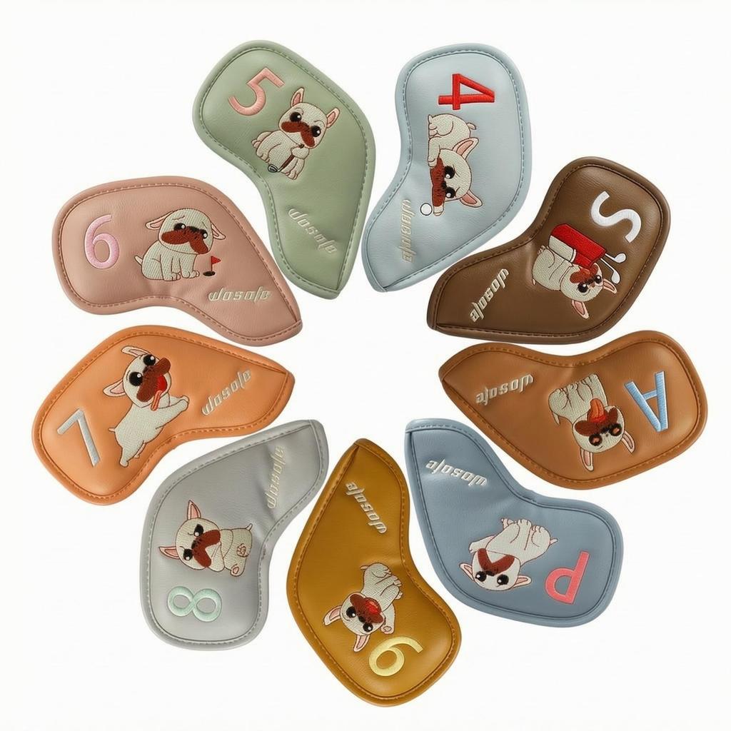 9 Pieces Golf Iron Headcover Set Snug-Fit Sporting Goods Wipe-Clean for Travel