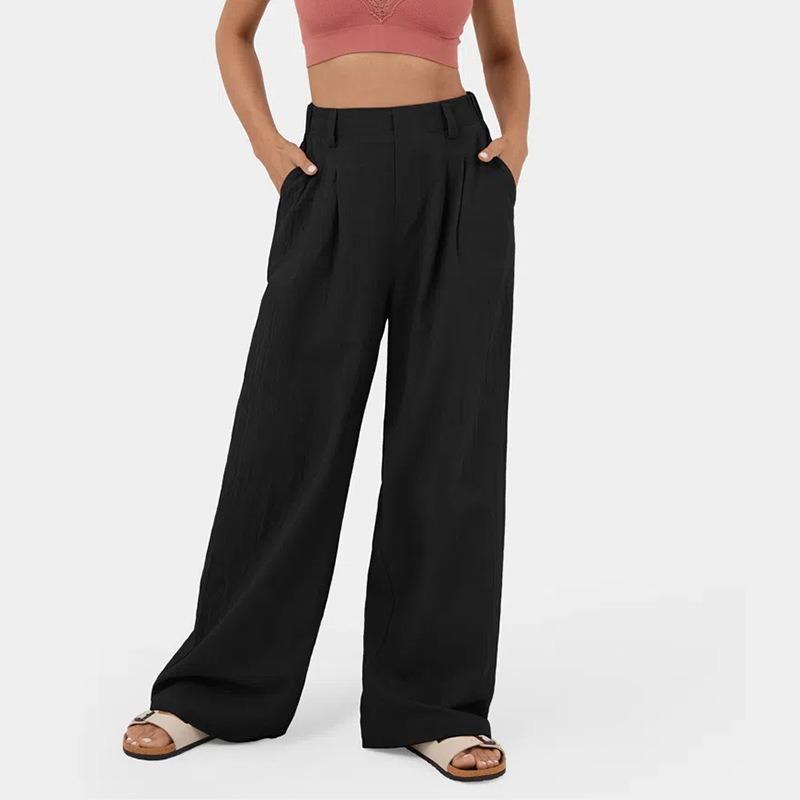 Mode Lose Plus Größe Frauen Hosen Neue Casual Plissee Elegante Büro Lange Hosen Damen Frau Einfarbig Hohe taille Breite bein Hosen Lose Hosen