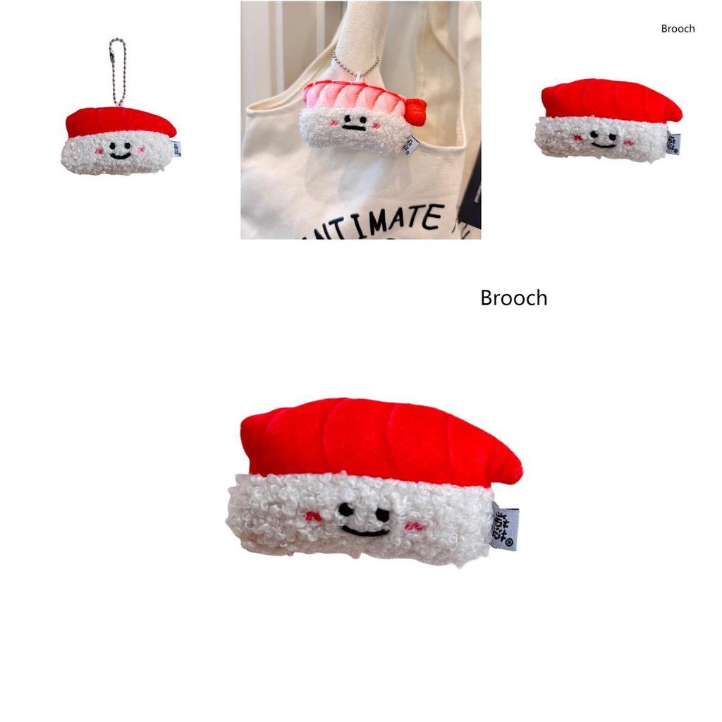 Authentic Salmon And Sweet Shrimp Sushi Plush Pendant Pin Cute And Funny Cartoon Food Hanging Decoration Gift Sushi Pendant)