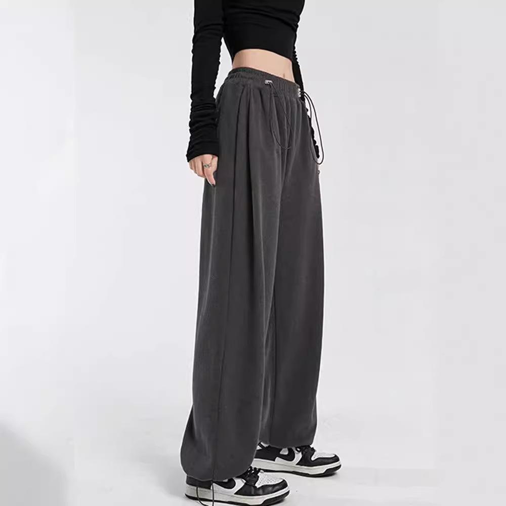 Women's High Waist Drawstring Wide Leg Pants Loose Fit Joggers Straight Leg Trousers Spring Casual Commuter Sweatpants