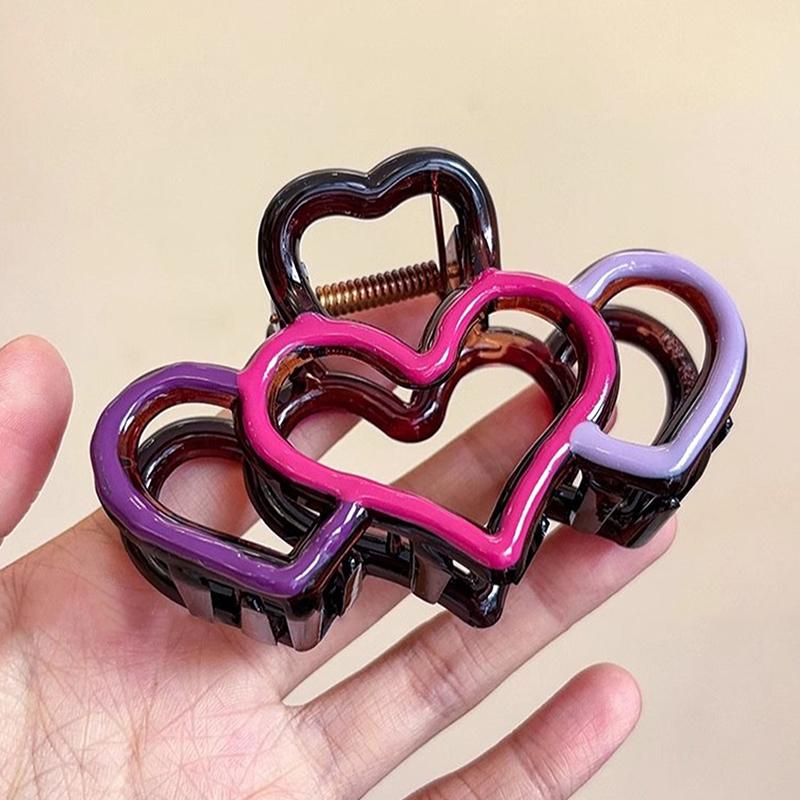 Pinces à cheveux cœur couleur contrastée pour femmes Pince à cheveux Pinces à cheveux Barrettes Filles Accessoires pour cheveux Coiffure Cadeaux