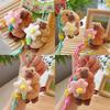 Picking Flower Groundhog Plush Pendant Cute Cartoon Animal Keychain Gift Small