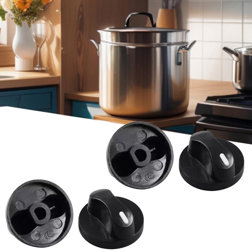 Replacement Gas Stove Switch 4 pcs Black Plastic for Common Gas Cooktops Smooth Rotation Secure Fit Easy DIY Installation
