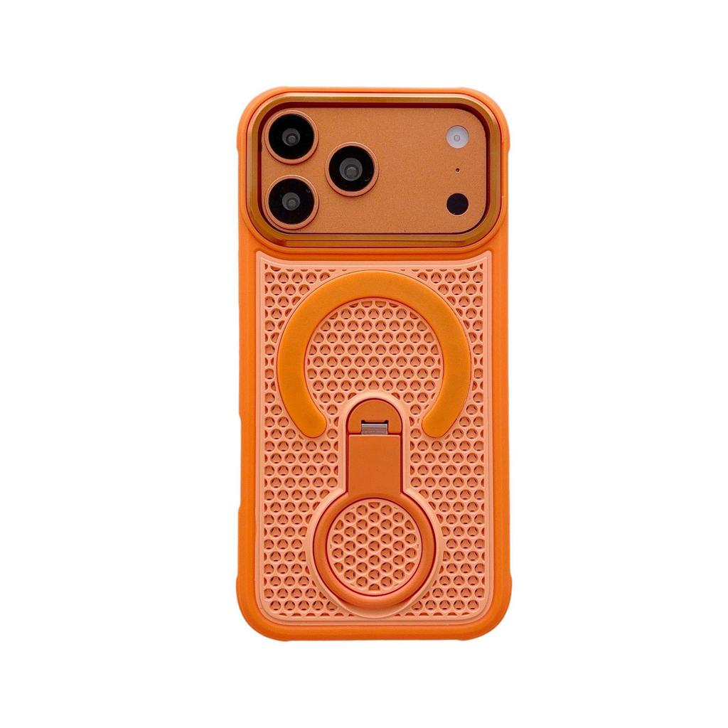 Compatible with iPhone 17 Pro Max Case: Breathable Cooling Mesh, Colorful Rotating Magnetic Stand, Honeycomb Design for iPhone 16.