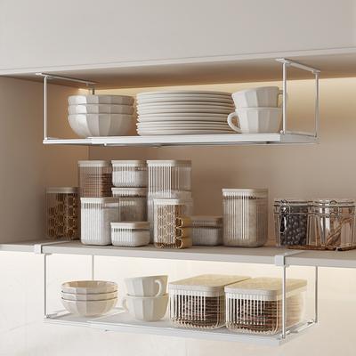 Kitchen Hanging Retractable Tableware Storage Rack Under The Cupboard Spice Seasoning Organize Metal Shelf Home Sundries Holders