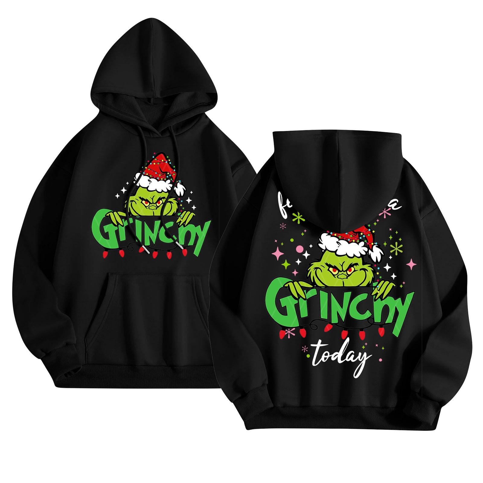 Women s Fashion Sweatshirt Printed Casual Hooded Sweatshirt With Pockets L чёрный