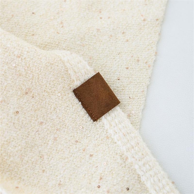 Solid Color Wool Blend Triangular Stole With Leather Clasp Warm Soft Scarf Wrap For Women Lady Winter Autumn Accessory