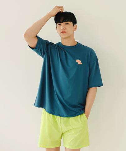 Tyubeuteuli Men'S Basic Loose Fit Short Sleeve Rash Guard A604 Coral Blue