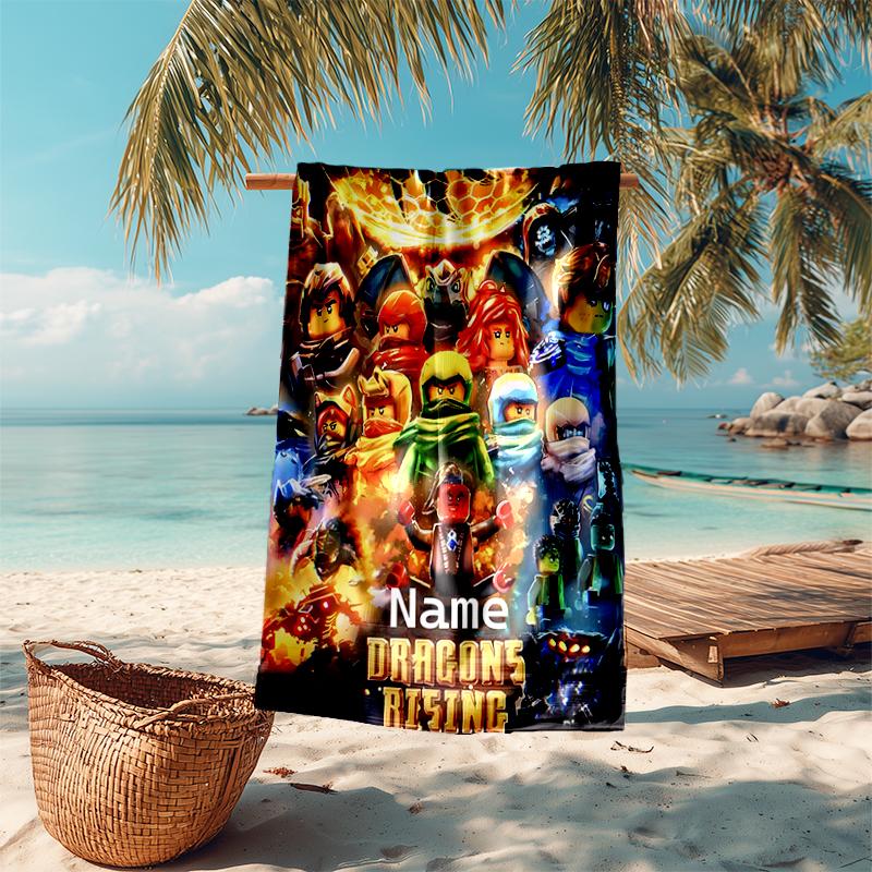 Personalized customized proof beach towel with Lego Ninjago pattern - soft, absorbent,quick-drying,perfect swimming,camping&bathing