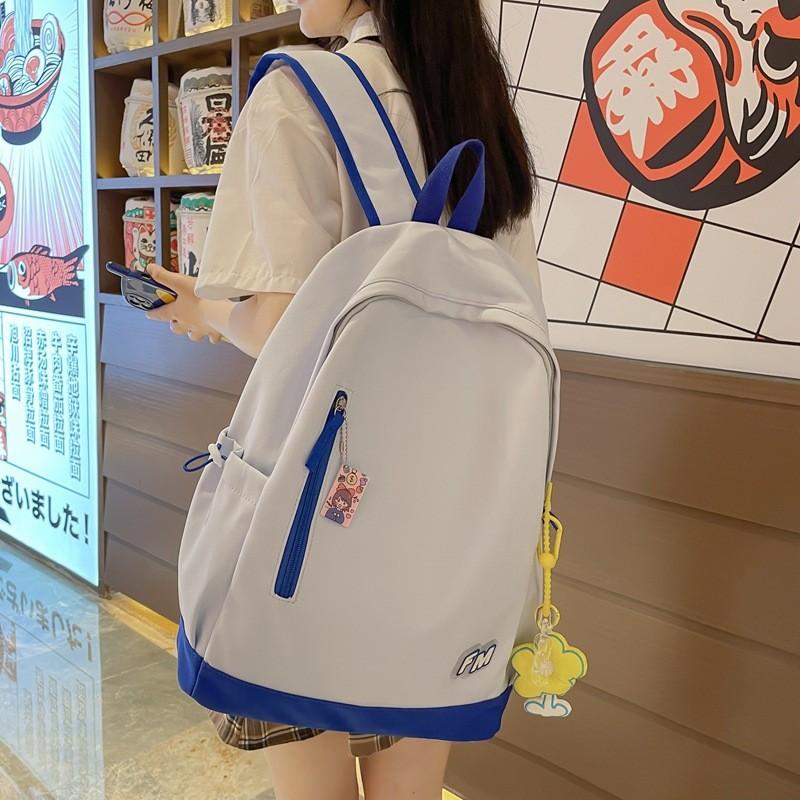 Color Simple Blocked Letter Print Student Casual Backpack For Use School