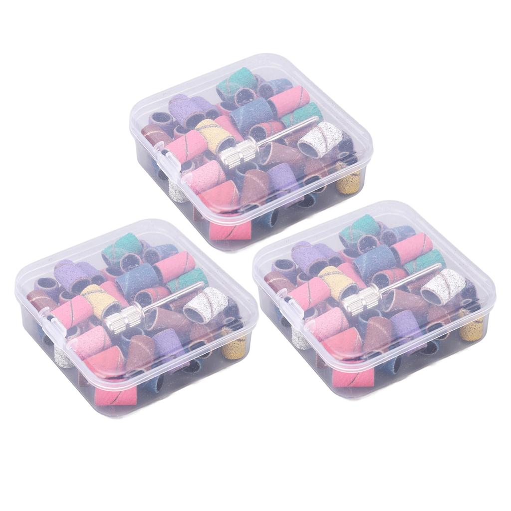 150 Pcs Nail Sanding Rings Electric File Nail Sanders Polishing Band with Mandrel Bit for Electric N