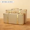 Retro European Wooden Handheld Storage Box Luxury Leather Suitcase Display Prop Box Family Storage Tools Wooden Case Leather
