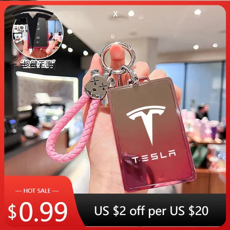 Car Sticker Tesla Car Key Card Holder Cover Protector Holder Diamond Keychain for Tesla Model 3 X Model S Y Roadster P75D P85D P