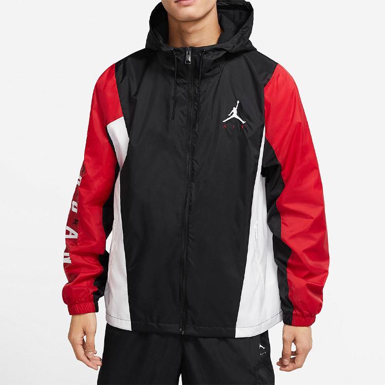 Jordan Windbreaker Casual Sports Splicing Hooded Training Logo Woven Jacket Men Outerwear Black DQ8642-010