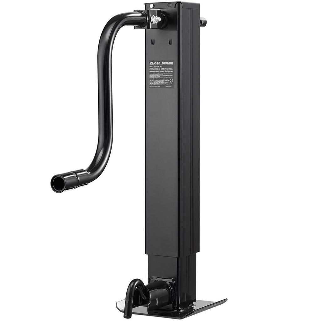 Heavy-Duty Trailer Jack, 5443 kg Load Capacity, Sidewind Square Direct Weld-on Trailer Jack with Handle Crank, Adjustable Drop Leg, 674 mm Travel for