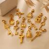 Retro Wind Diamond Lock Key Series Lobster Buckle Pendant Stainless Steel Gold-Plated Versatile Diy Accessories