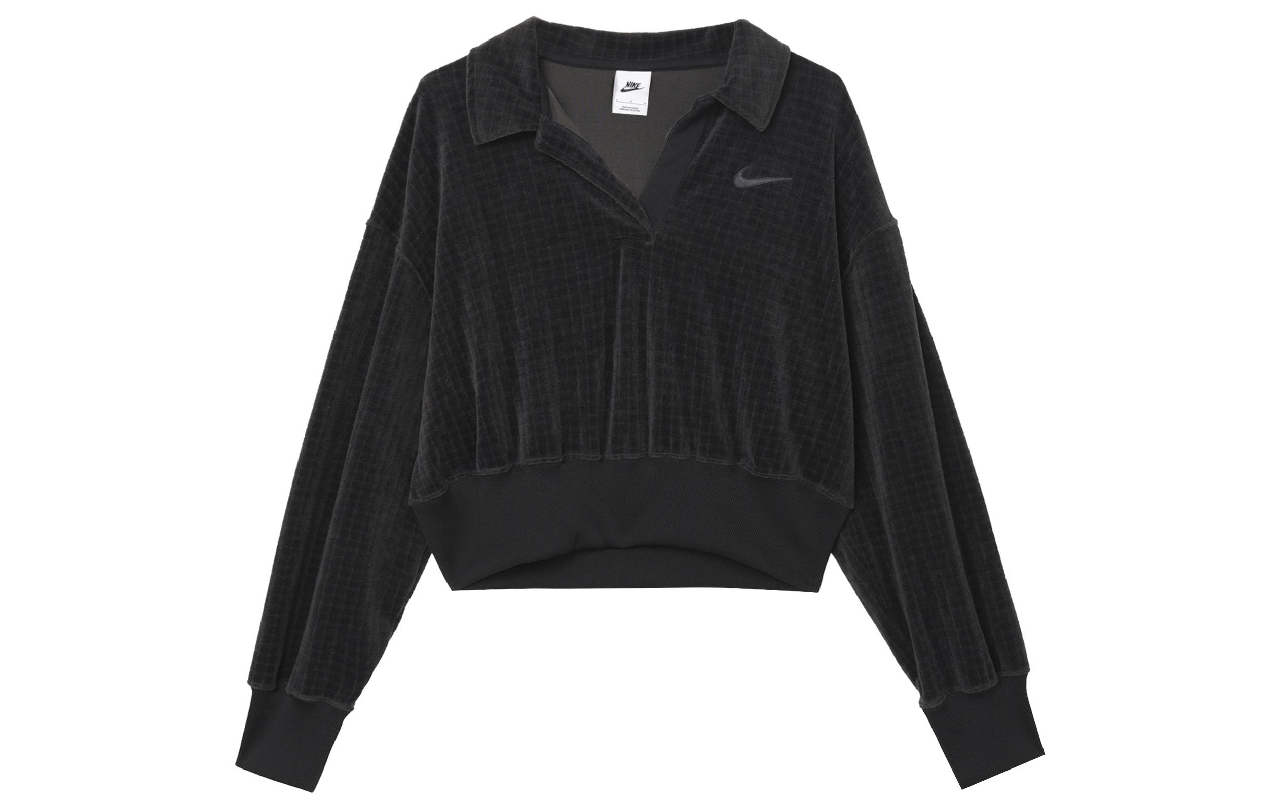 Nike Sweatshirts Women s Black Lapel Moderate Regular DV7815-010 L