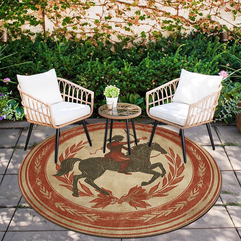 Ancient Greek Art pattern round rug,Carpet Rug for Living Room Bedroom Playroom ,Non-slip Floor Mat,Holiday Gifts and Birthday Gifts.