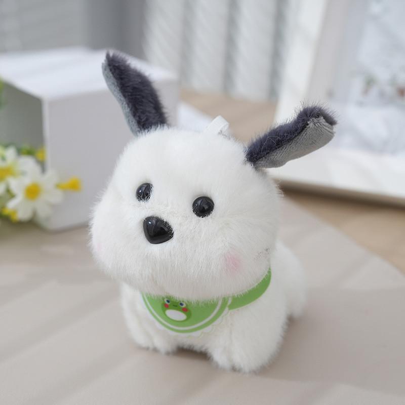 Delightful Miniature Dog Plush Toy Keychain Soft Cute Pendant For Bags And Dolls In Cream