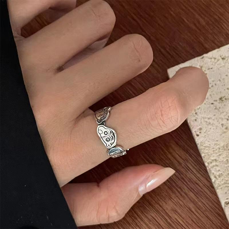 Crayon Shin-chan Retro Distressed Cartoon Family Ring - Women s Cold Style Animation Index Finger Accessory