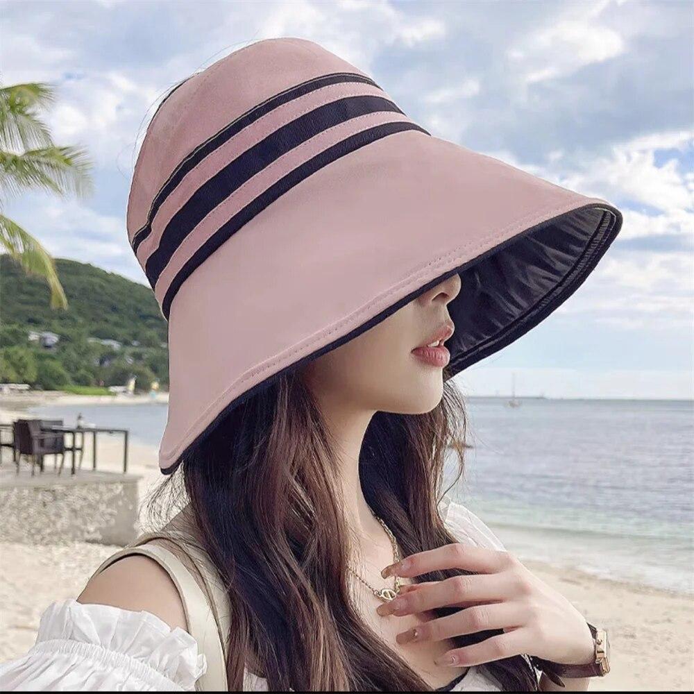 Women's Summer Hat Female Outdoor Beach UV Protection Breathable Empty Top Hats Lady Foldable Hollow Scallop Cap