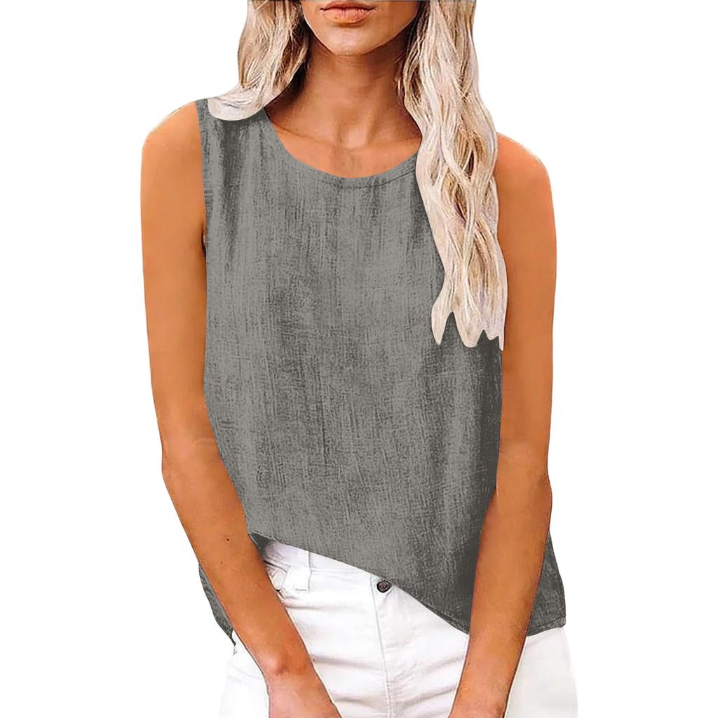 Women's Sleeveless Cotton And Linen Top For Spring And Summer